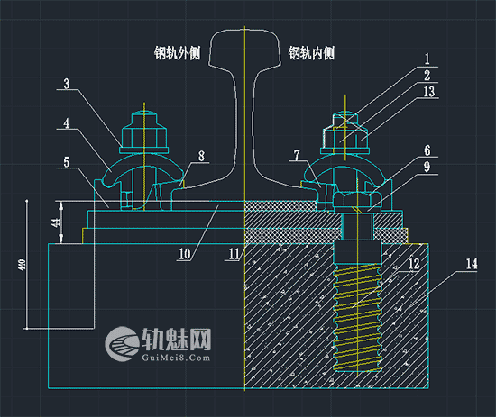 [CAD素材]钢轨扣件组装图