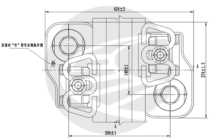 双层非线性减振扣件组装图及设计参数（W6型弹条）